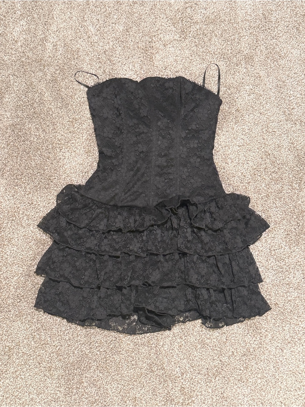 Windsor Black Lace Ruffle Romper Dress Built-In Shorts XS